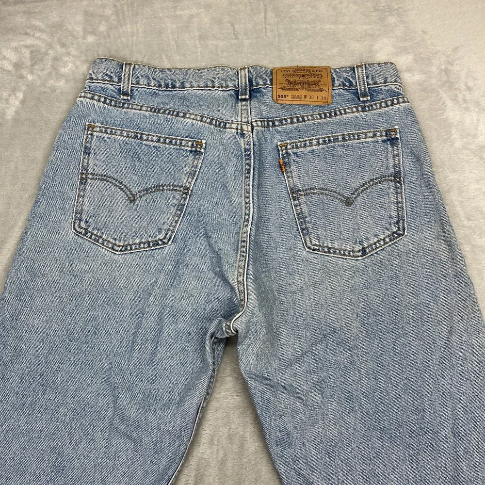 Vtg Levi's Jeans Mens 36x34 (34x34) Blue Denim 505 Orange Tab Straight Leg USA